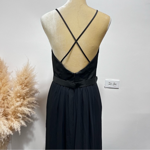 WHITE BY VERA WANG Charmeuse Chiffon Ruffle Dress Size 10 Strappy back in Black - Picture 8 of 13